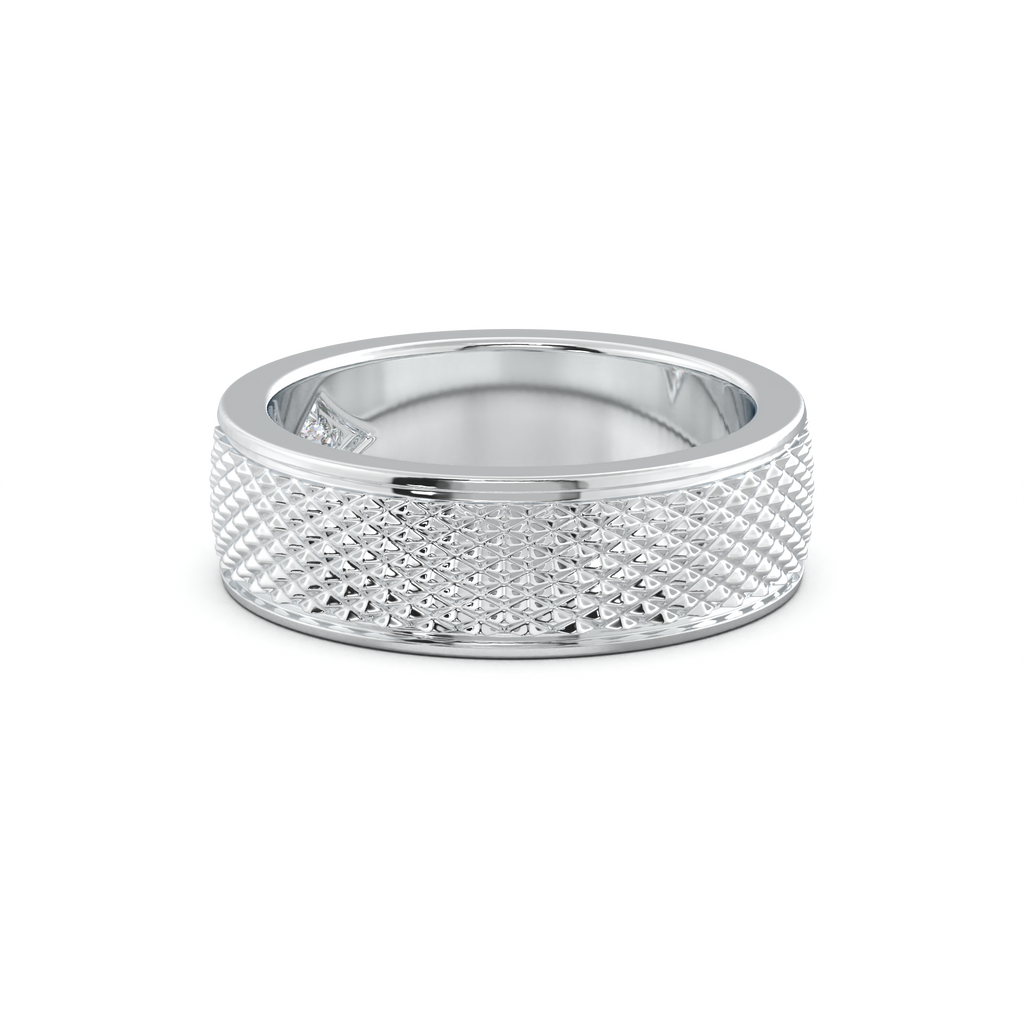 Diamond-Cut Textured Men's Wedding Band