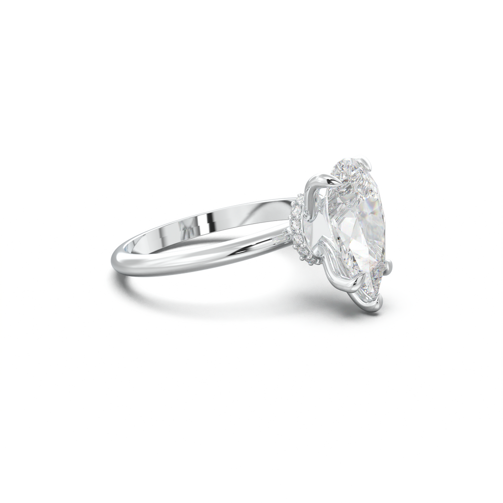 Pear Hidden Halo Engagement Ring