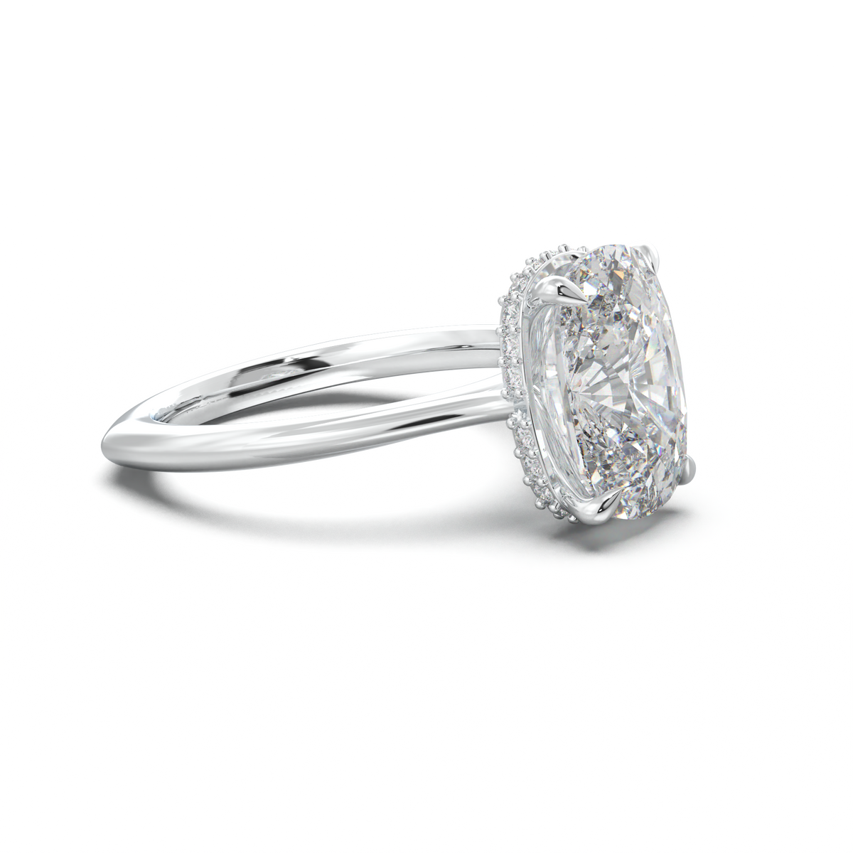 Cushion Hidden Halo Engagement Ring