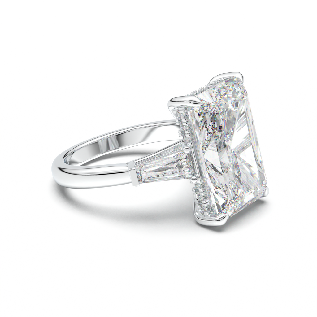 Radiant Baguette Hidden Halo Engagement Ring