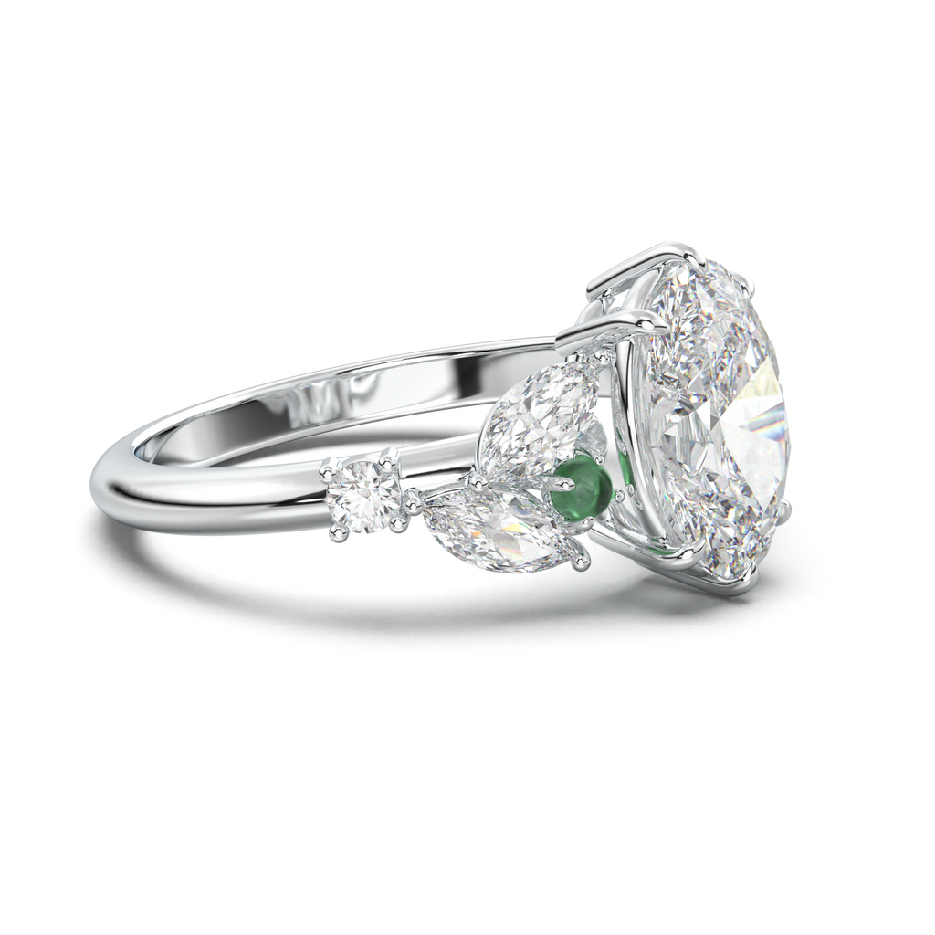 Oval Marquise-Accent Engagement Ring