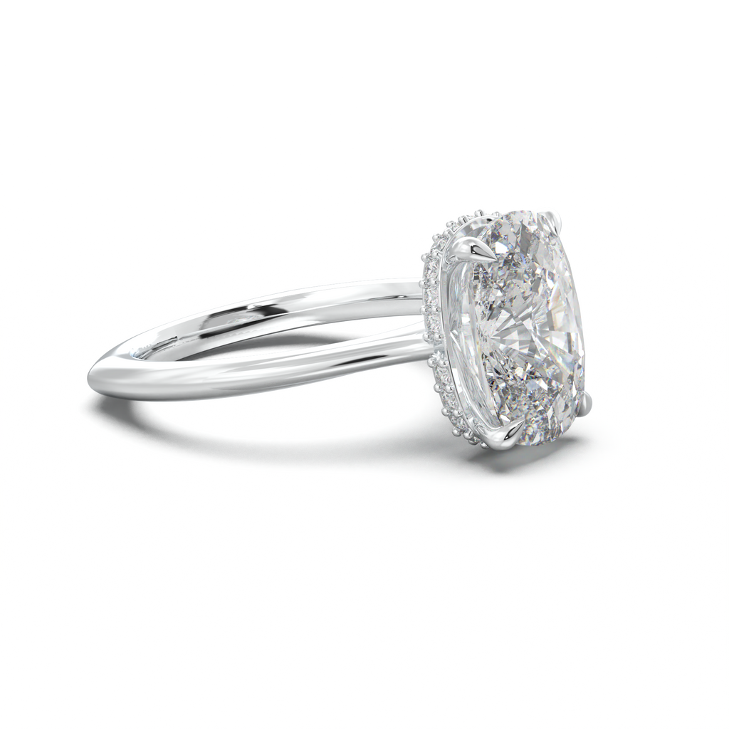 Cushion Hidden Halo Engagement Ring