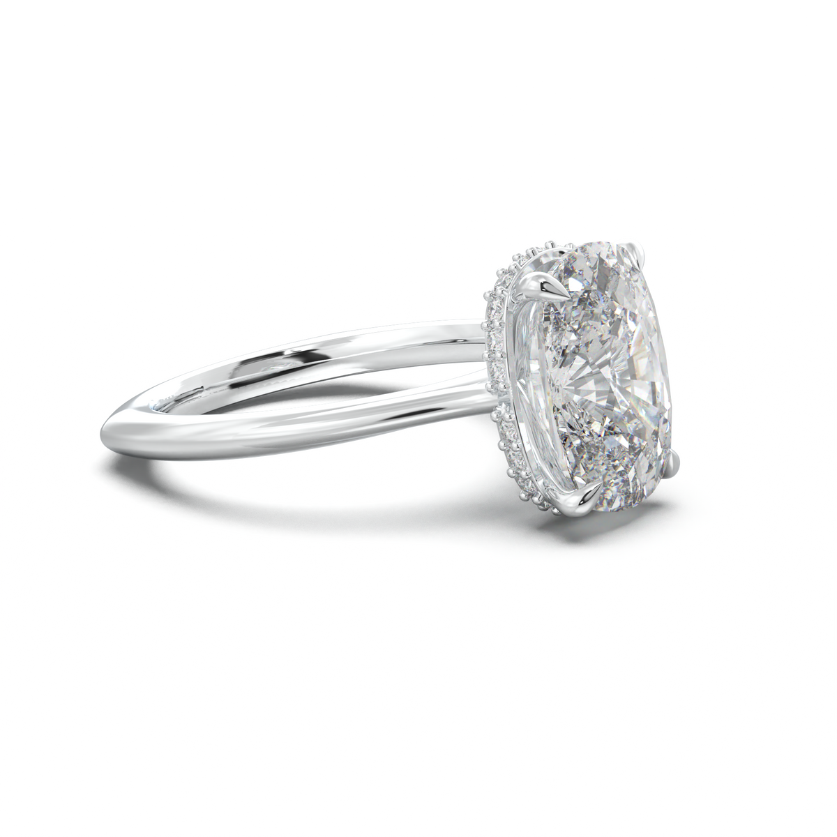 Cushion Hidden Halo Engagement Ring