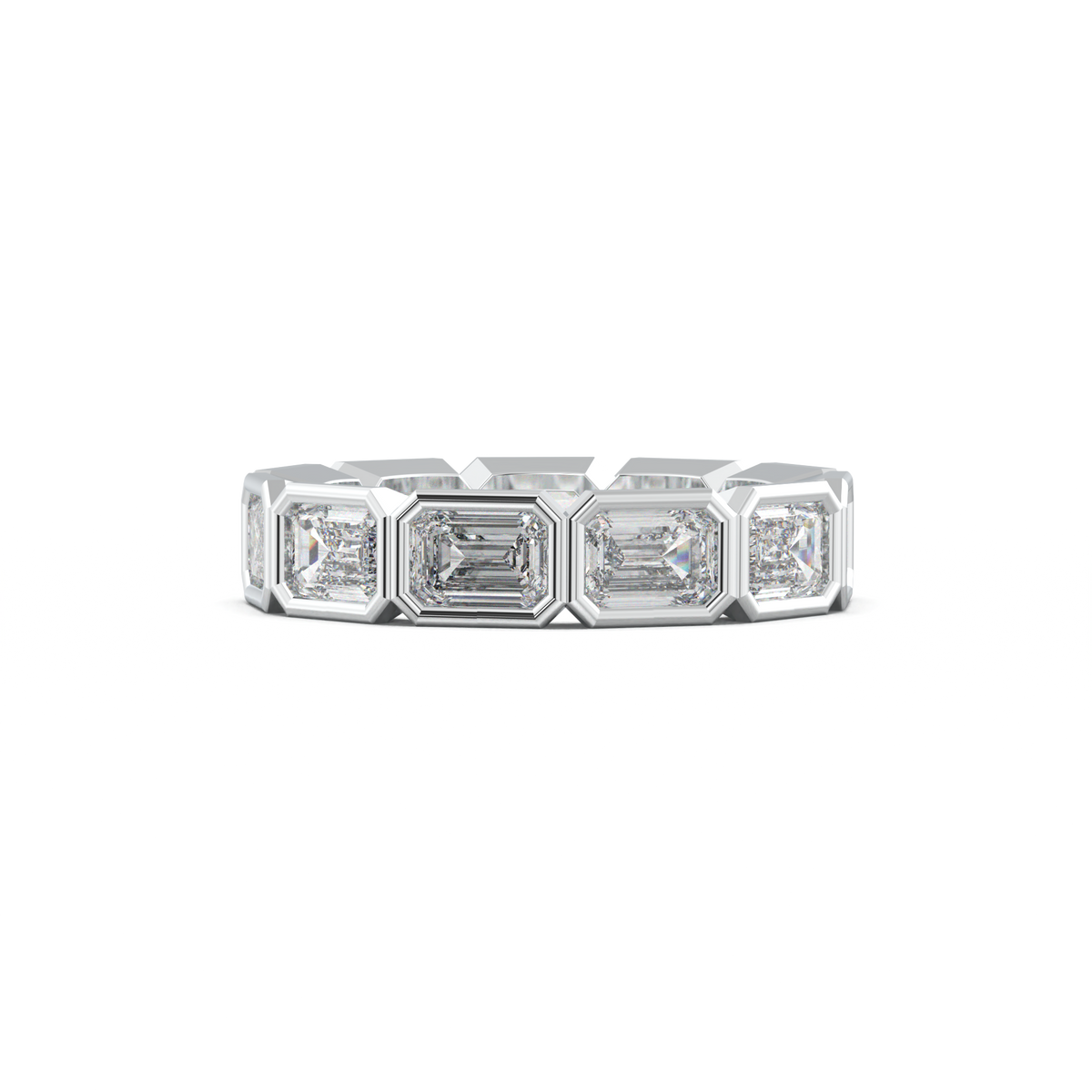 Emerald-Cut Bezel-Style Eternity Wedding Band