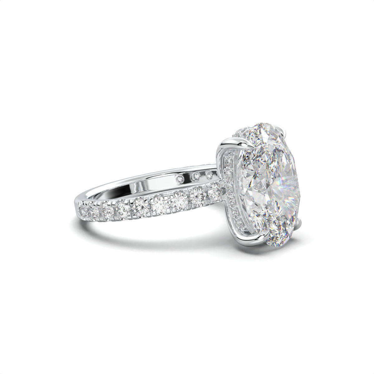 Oval Pavé Hidden Halo Engagement Ring