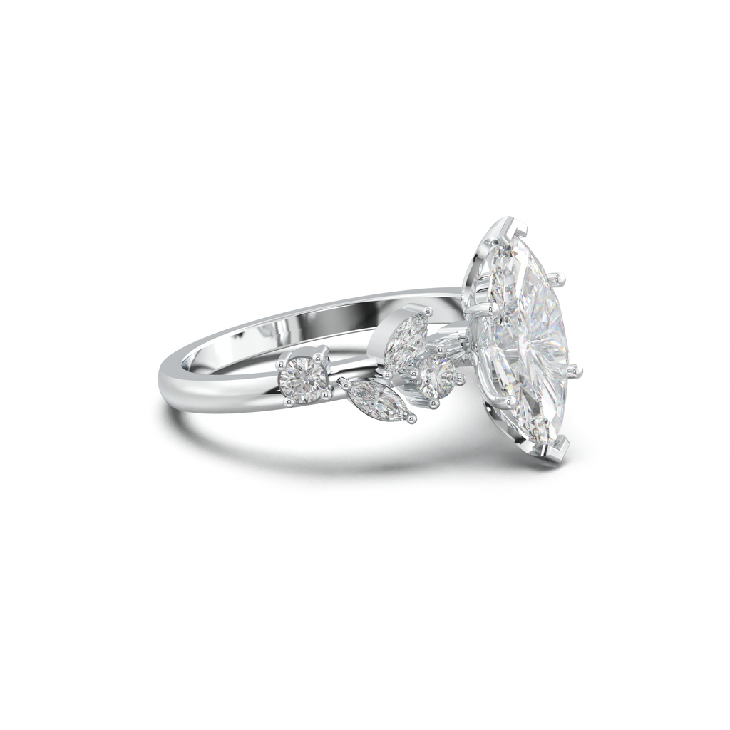Marquise Mixed Side-Stone Engagement Ring