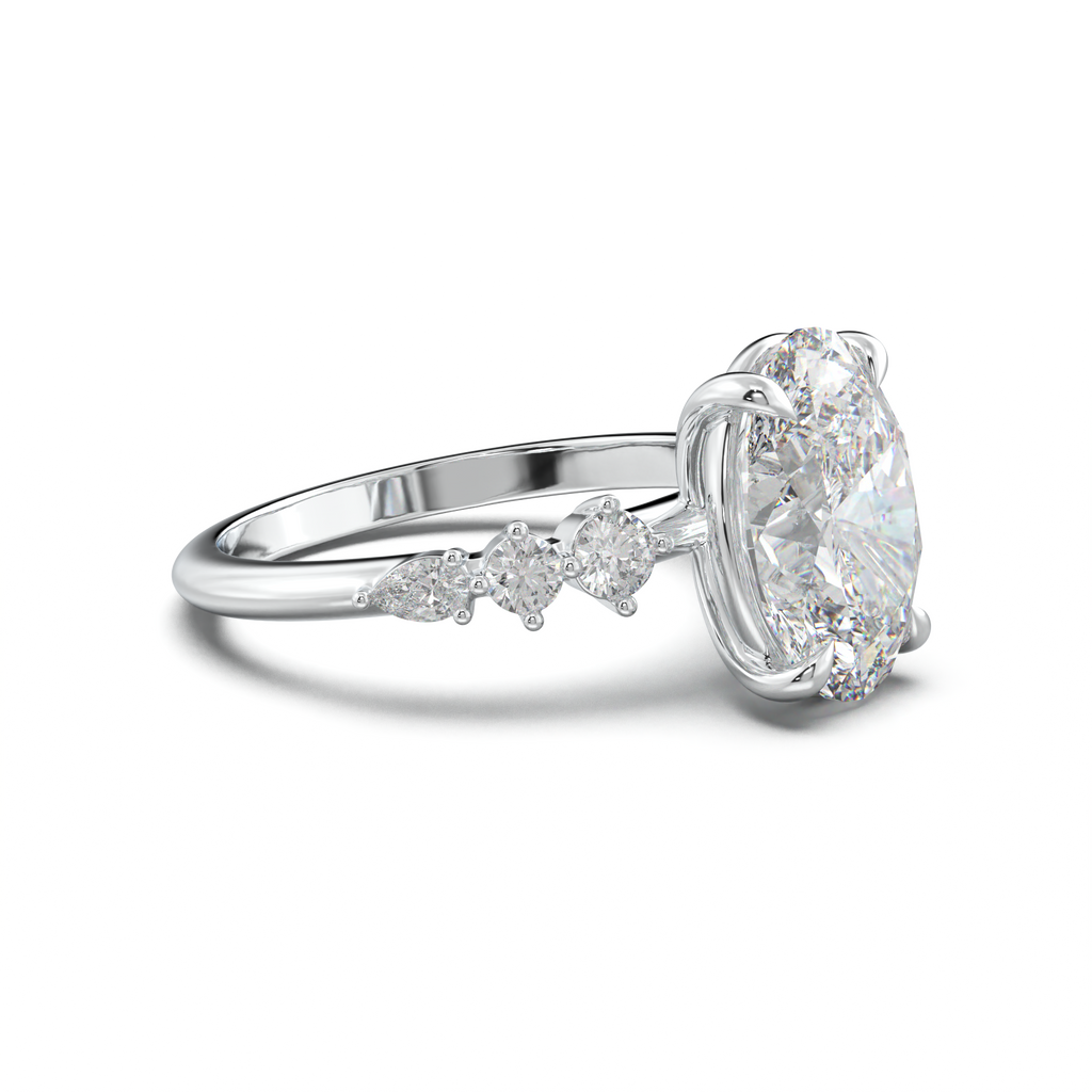 Oval Pear-Accent Engagement Ring