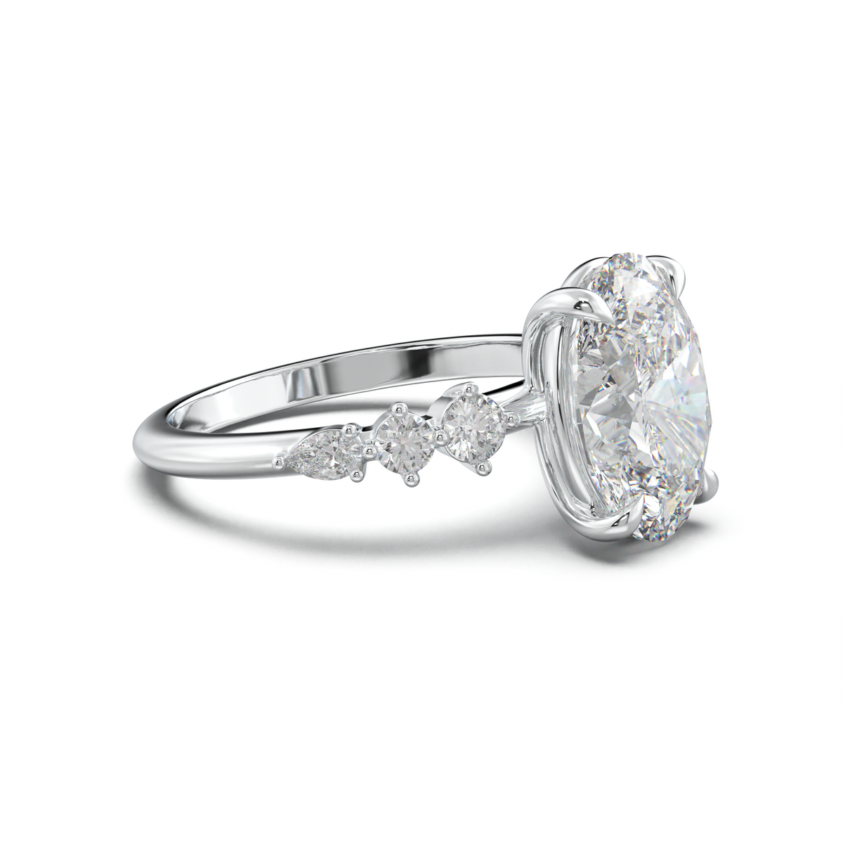 Oval Pear-Accent Engagement Ring