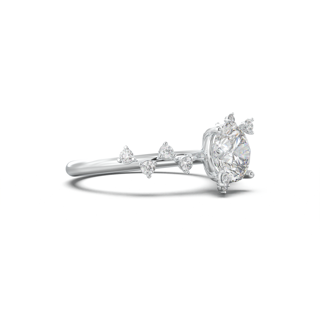 Round Botanical Accent Engagement Ring