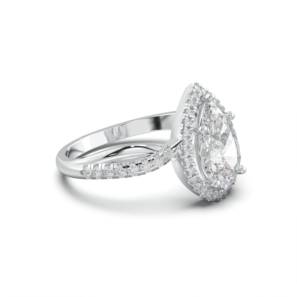 Pear Halo Twisted Pavé Engagement Ring