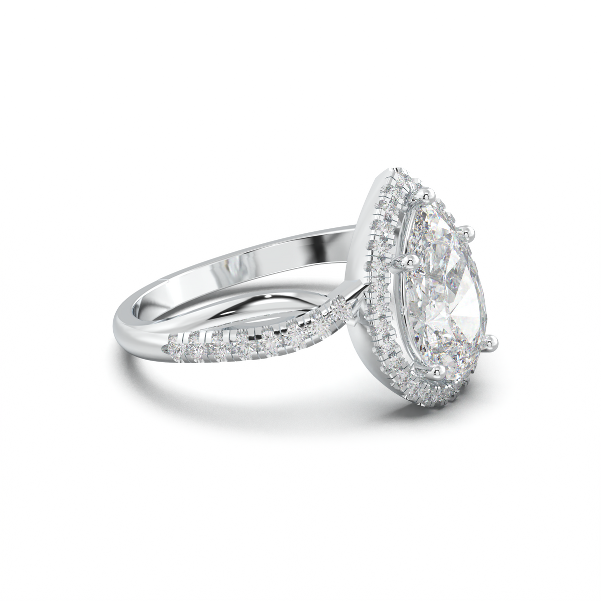 Pear Halo Twisted Pavé Engagement Ring