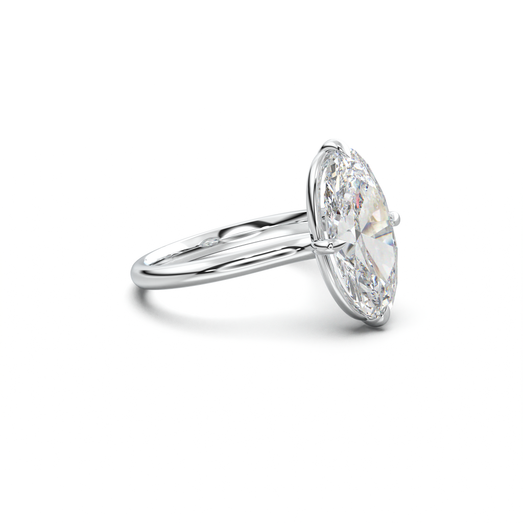 Elongated Moval Solitaire Engagement Ring