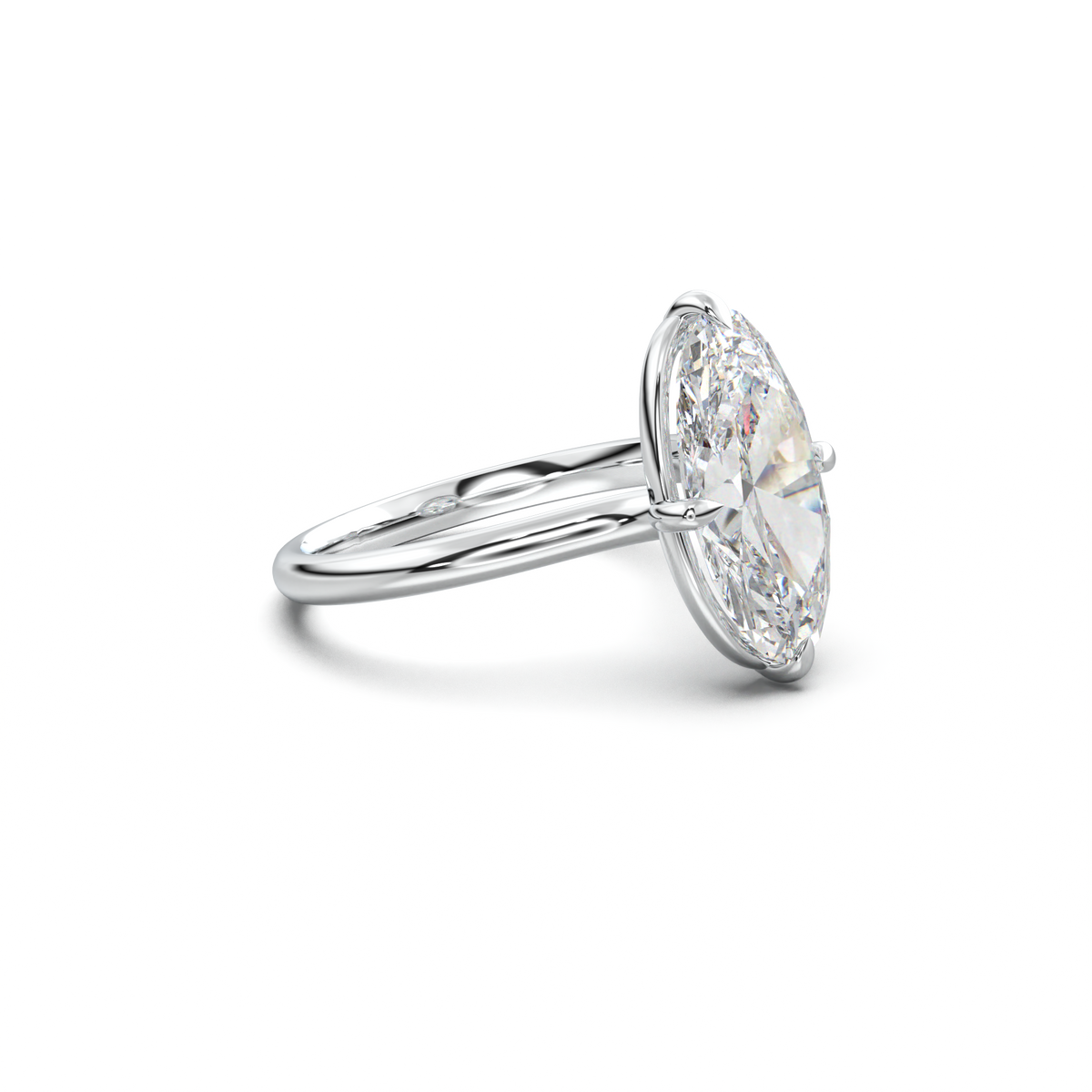 Elongated Moval Solitaire Engagement Ring