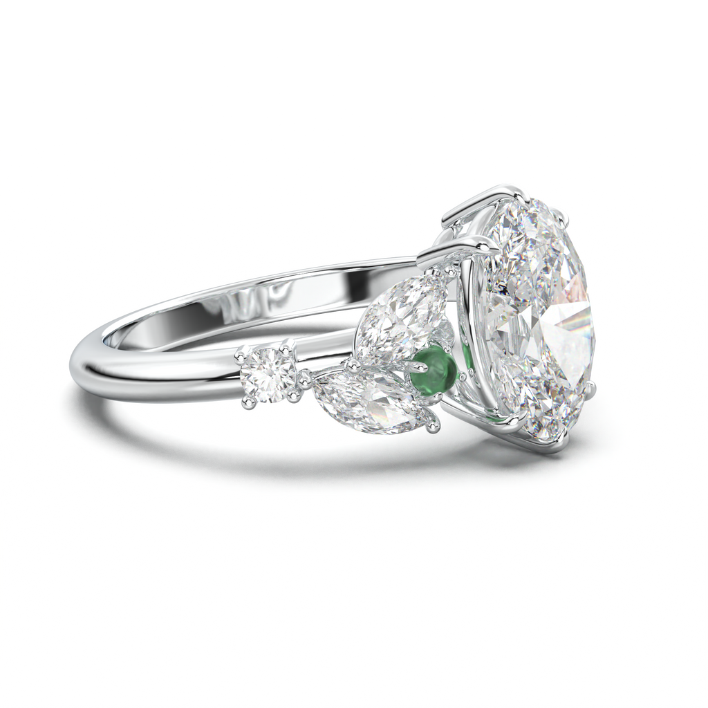 Oval Marquise-Accent Engagement Ring