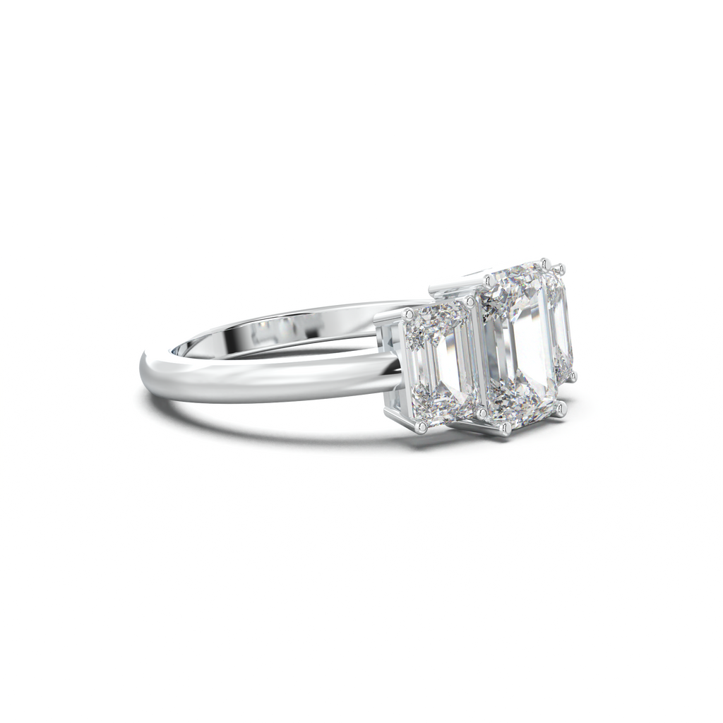 Emerald Three-Stone Engagement Ring