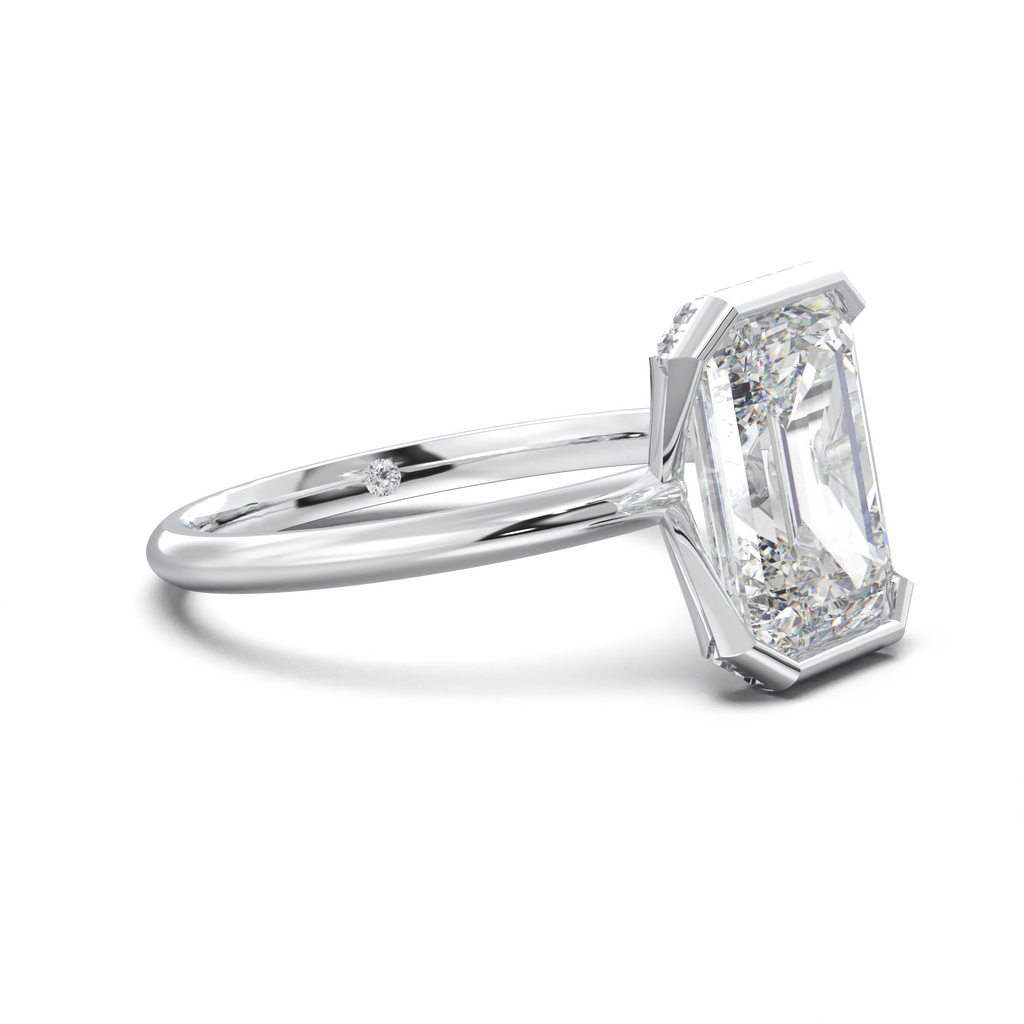 Emerald Hidden Halo Engagement Ring