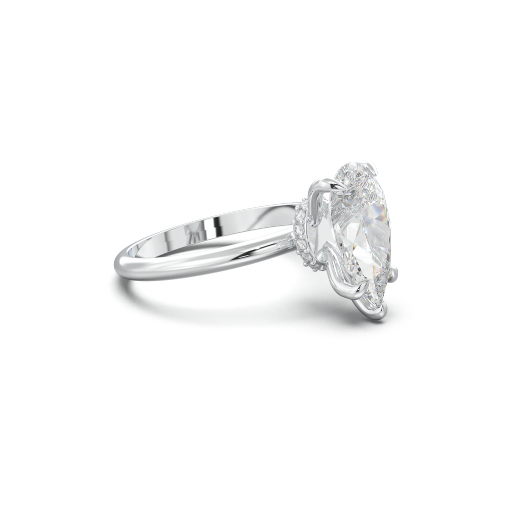 Pear Hidden Halo Engagement Ring