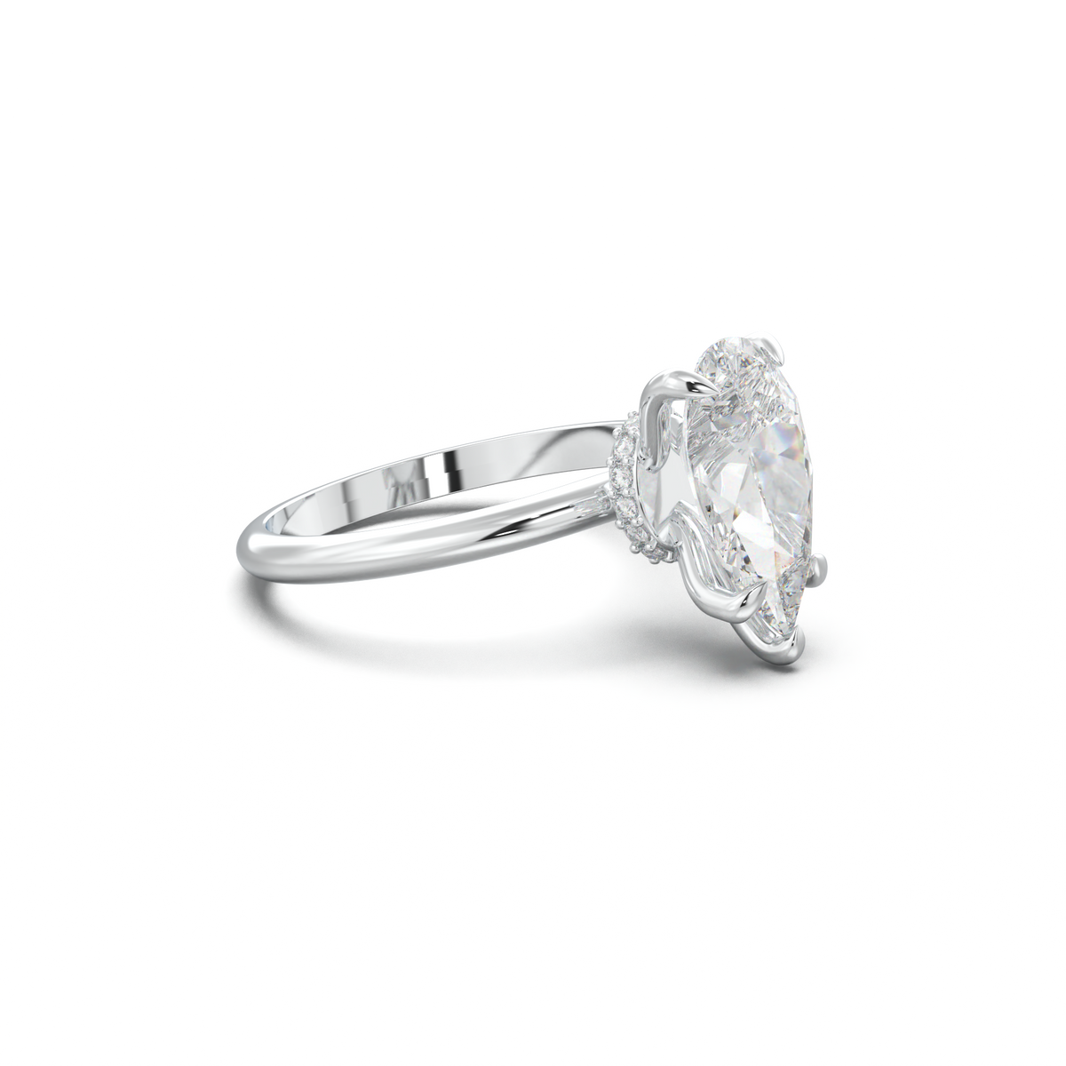 Pear Hidden Halo Engagement Ring