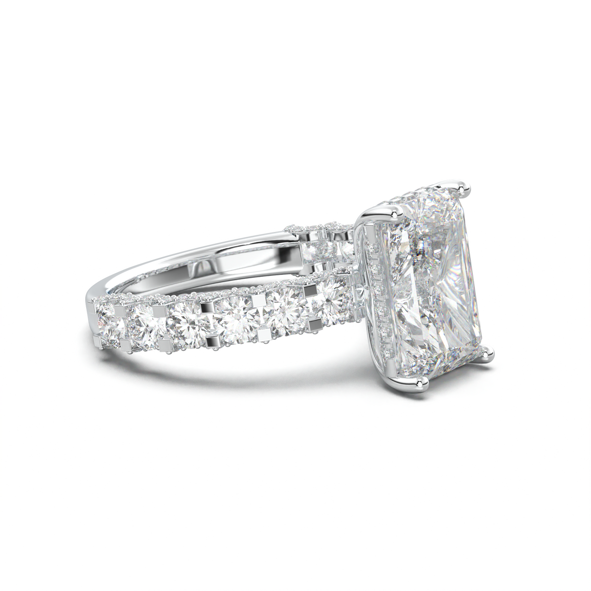 Radiant Diamond Band Engagement Ring