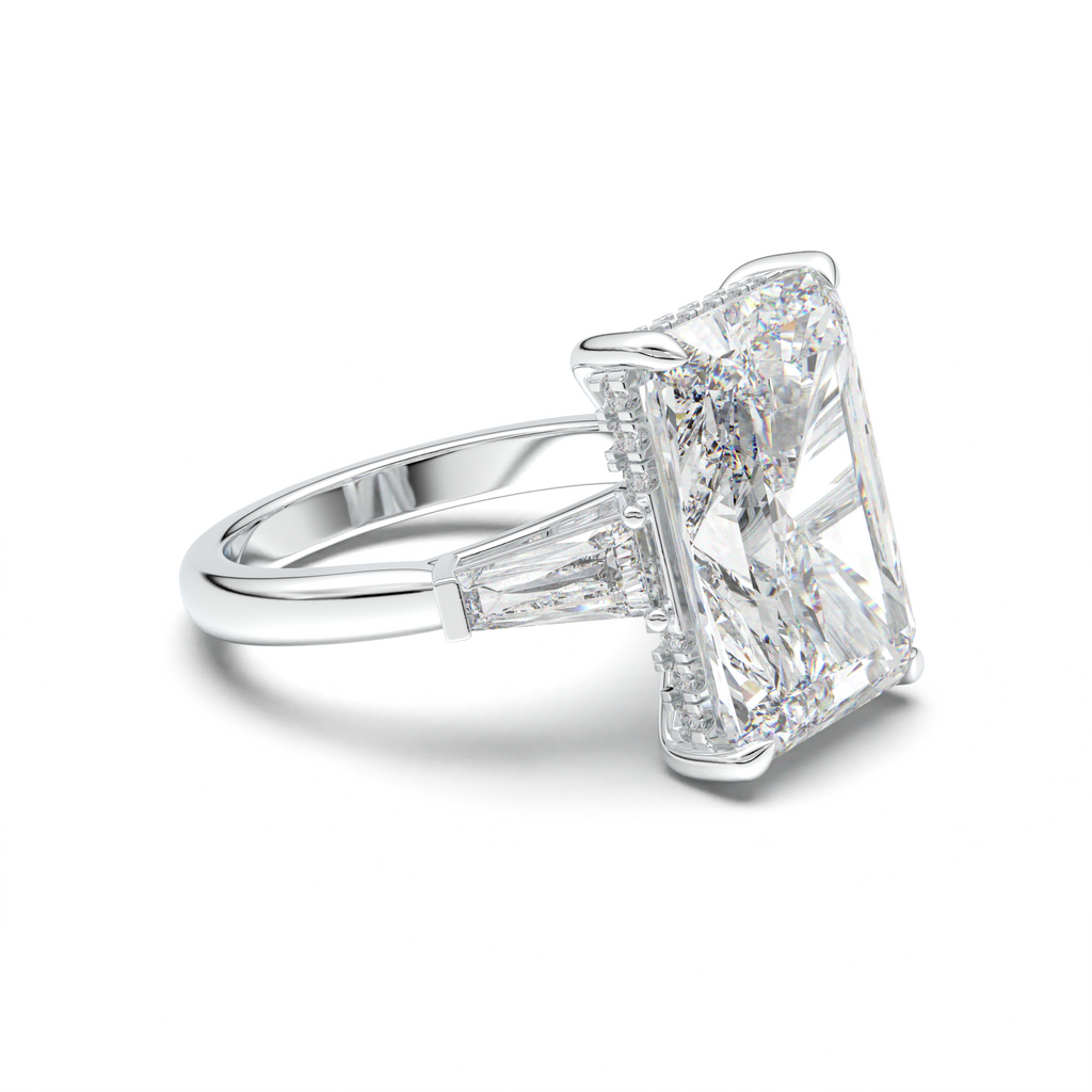 Radiant Baguette Hidden Halo Engagement Ring