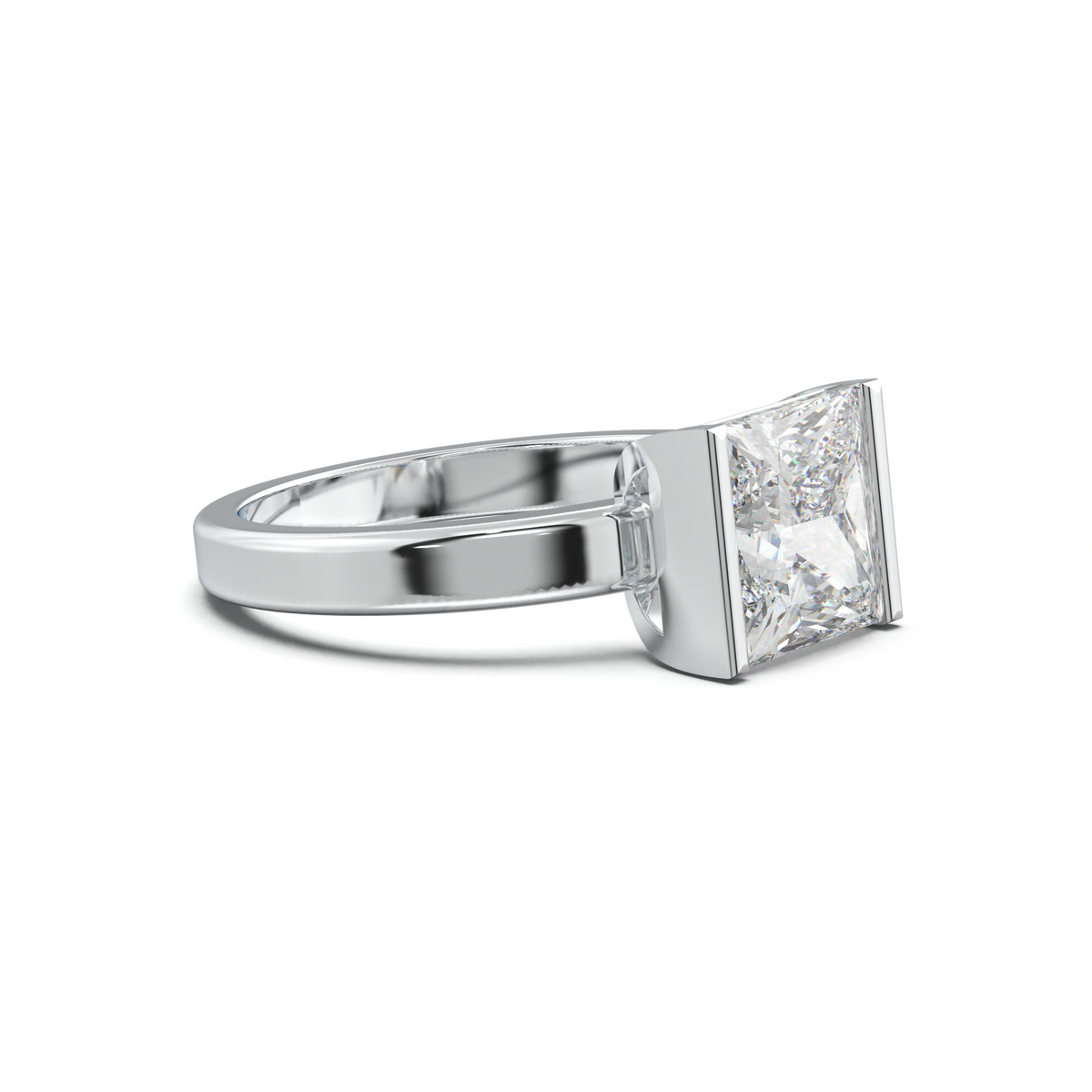 Princess Half-Bezel Engagement Ring