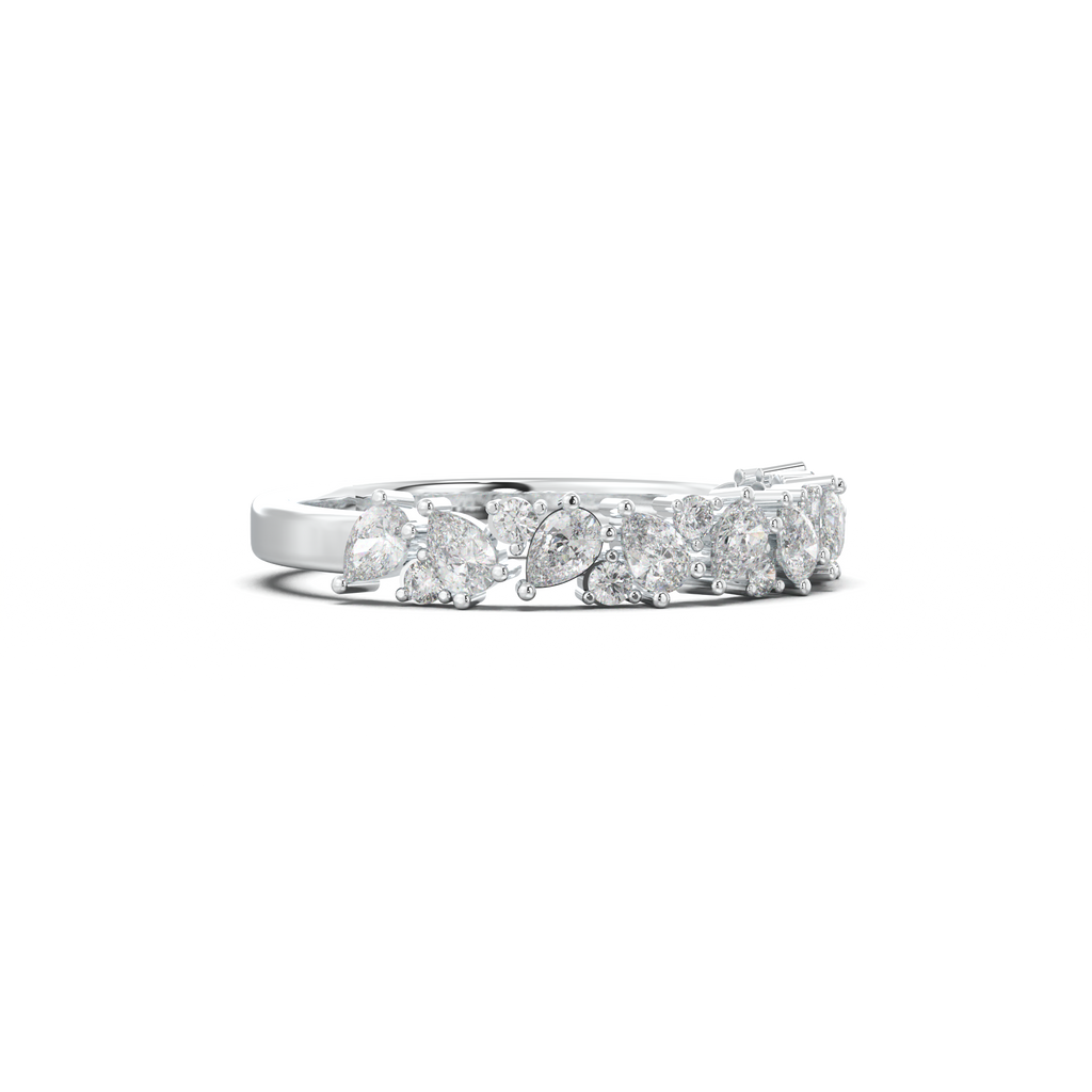 Alternating Pear & Round Half-Eternity Wedding Band