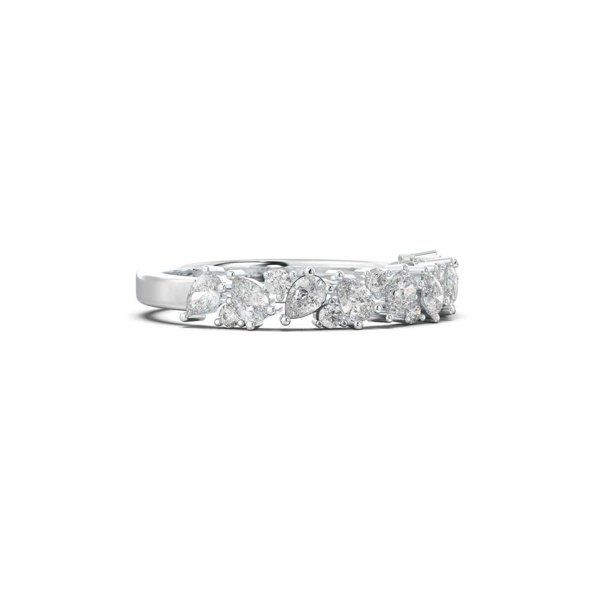 Alternating Pear & Round Half-Eternity Wedding Band