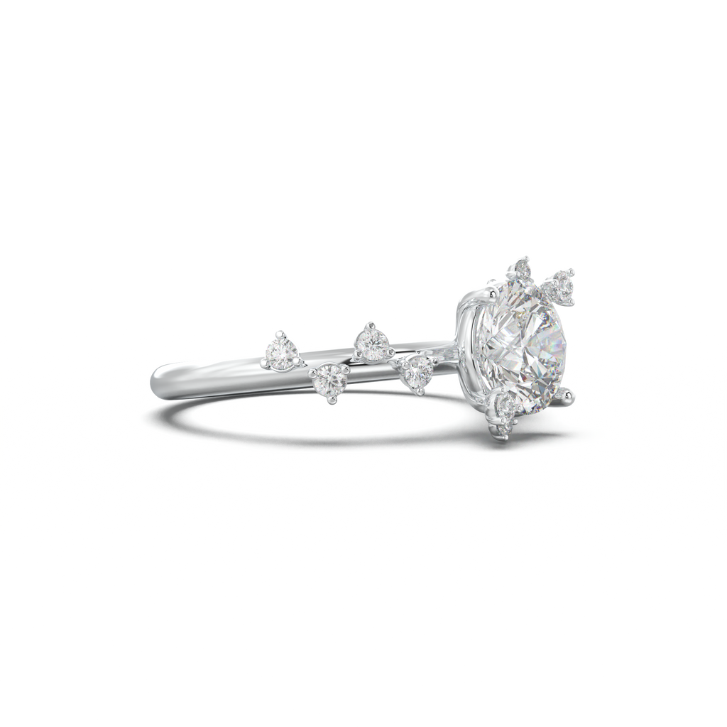 Round Botanical Accent Engagement Ring