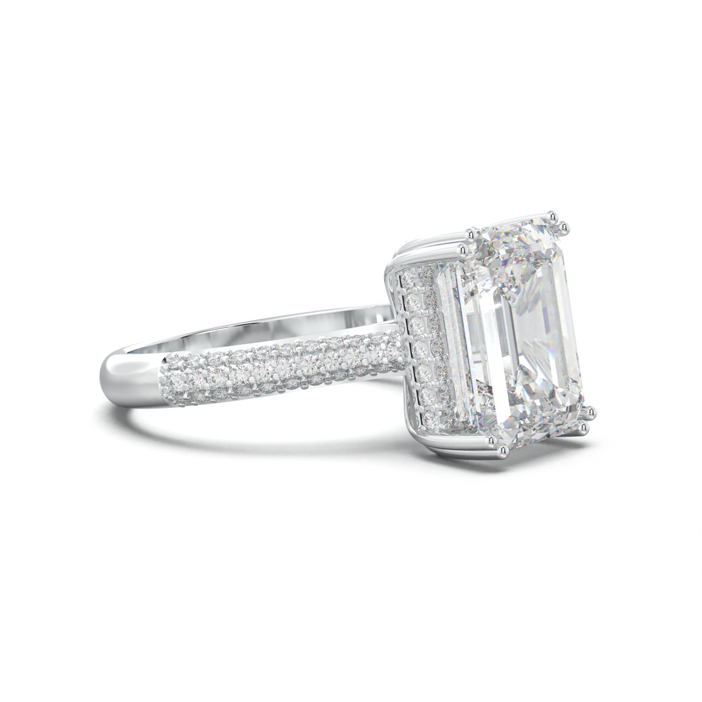 Emerald Double Pavé Engagement Ring