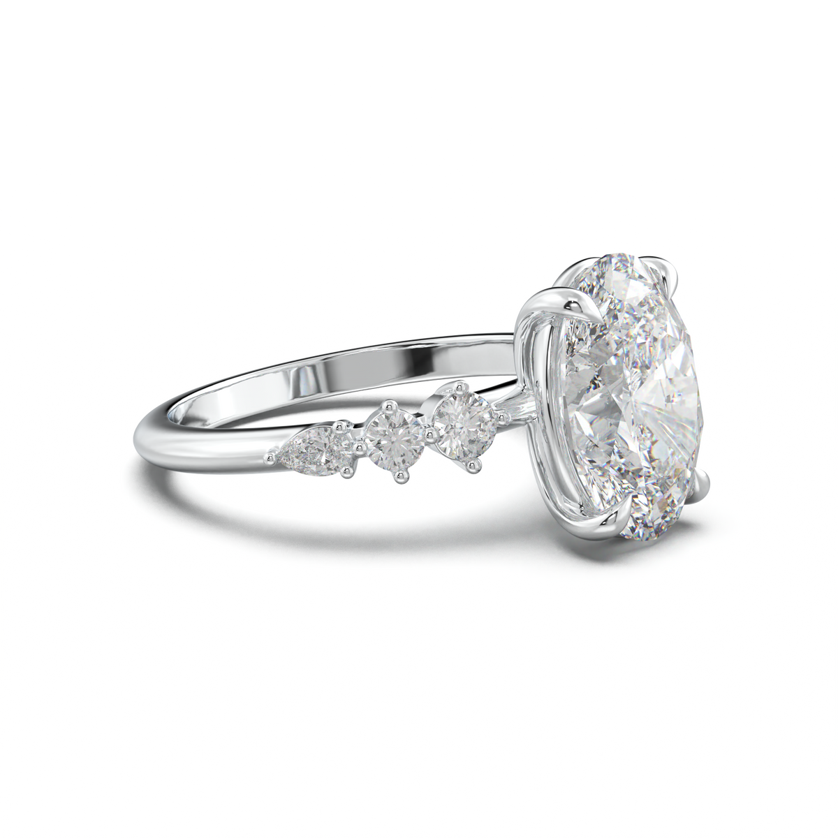 Oval Pear-Accent Engagement Ring