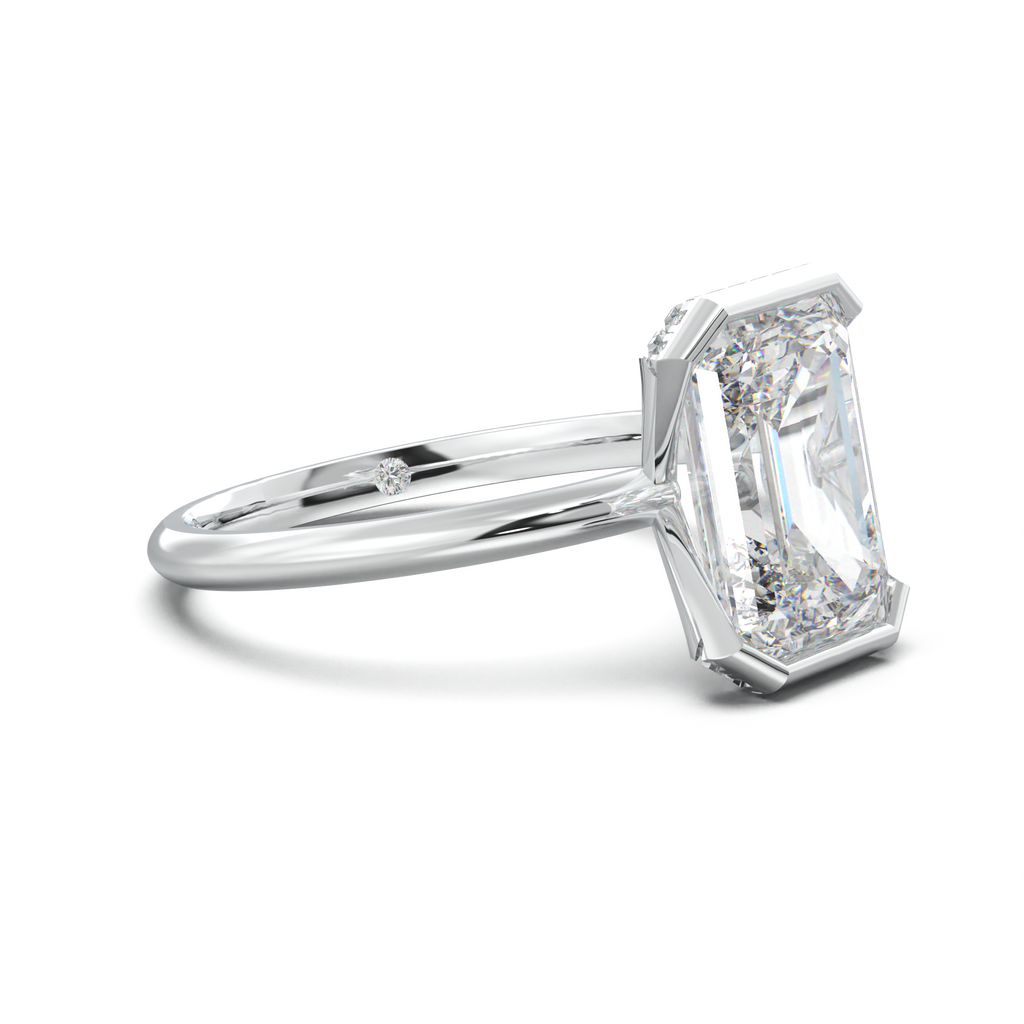 Emerald Hidden Halo Engagement Ring