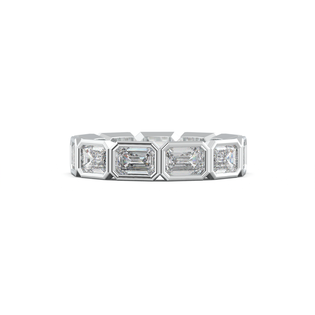 Emerald-Cut Bezel-Style Eternity Wedding Band