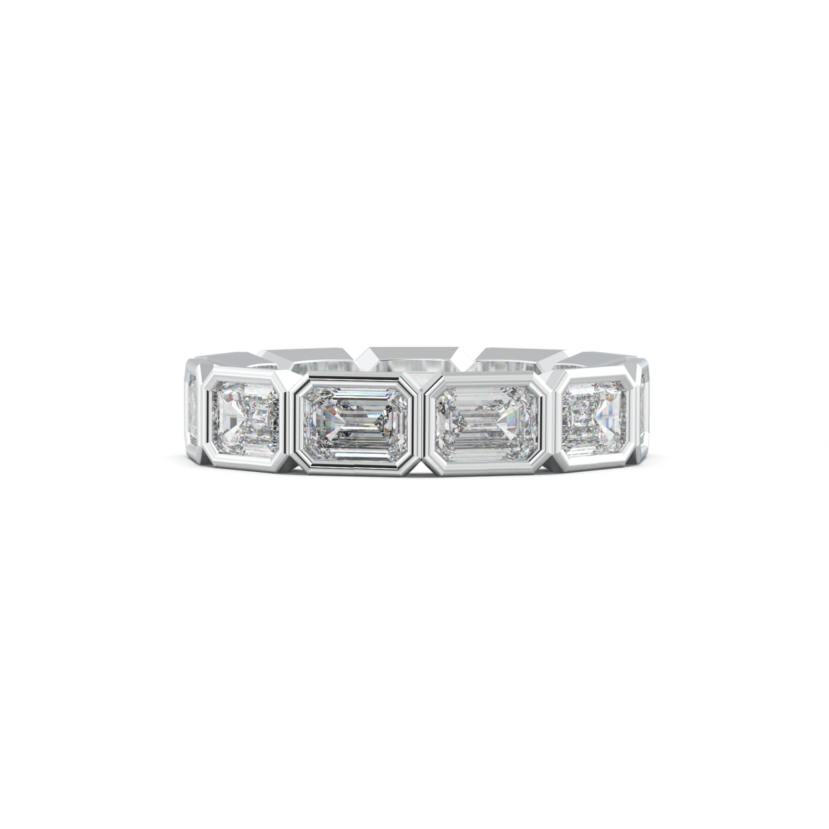 Emerald-Cut Bezel-Style Eternity Wedding Band