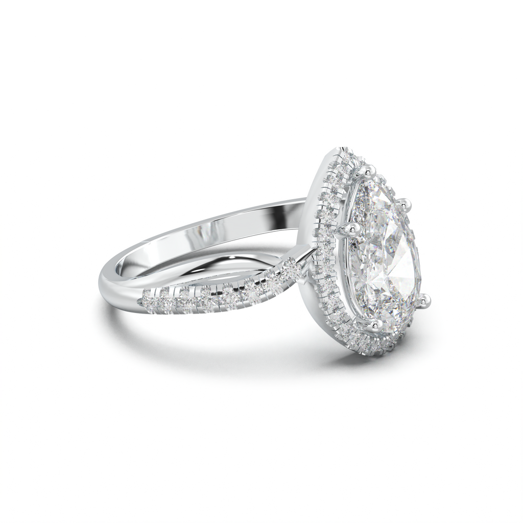 Pear Halo Twisted Pavé Engagement Ring