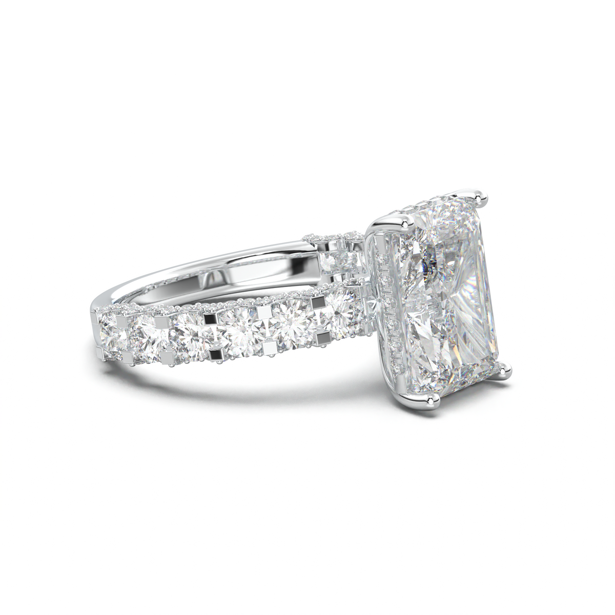 Radiant Diamond Band Engagement Ring