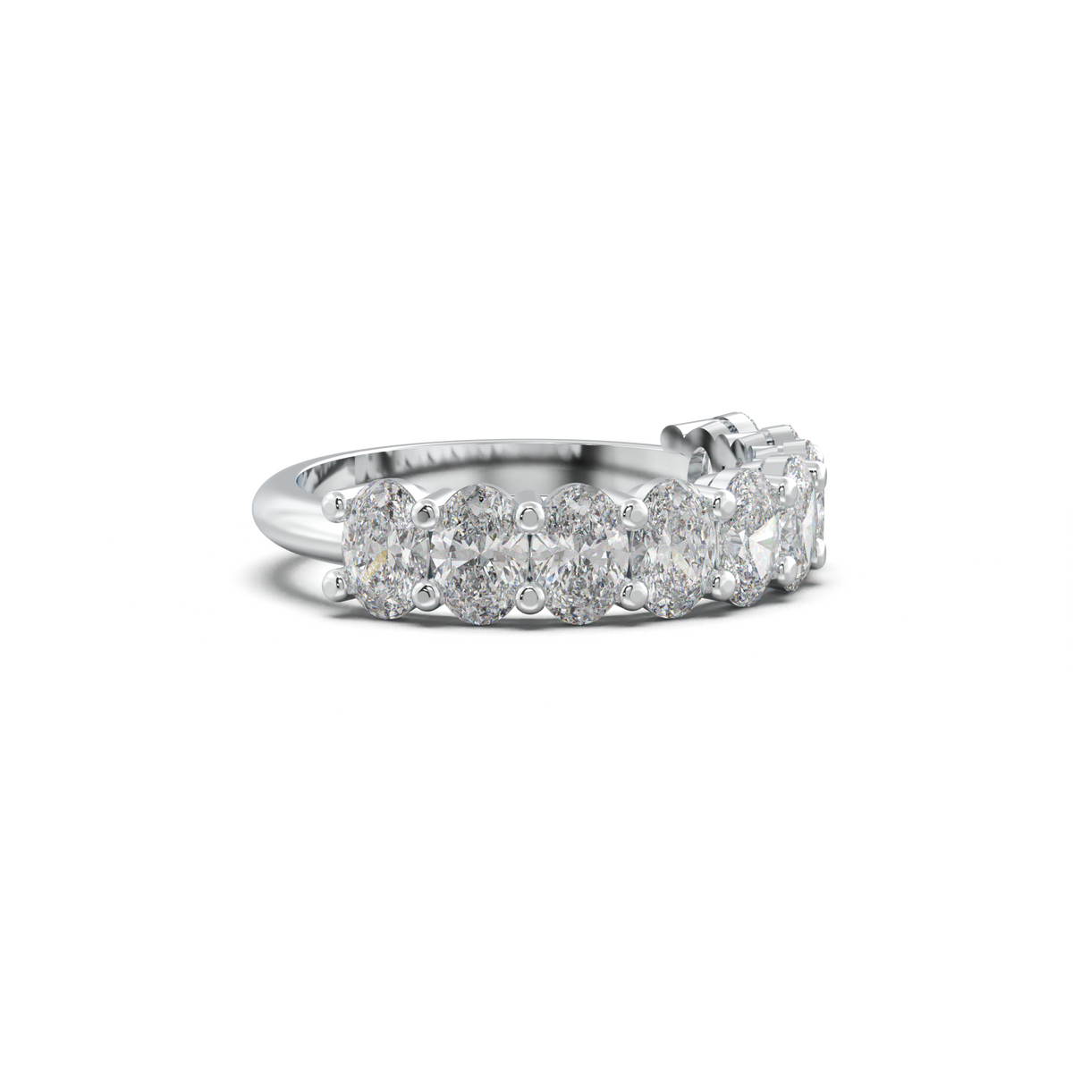 Nine-Oval Half-Eternity Wedding Band
