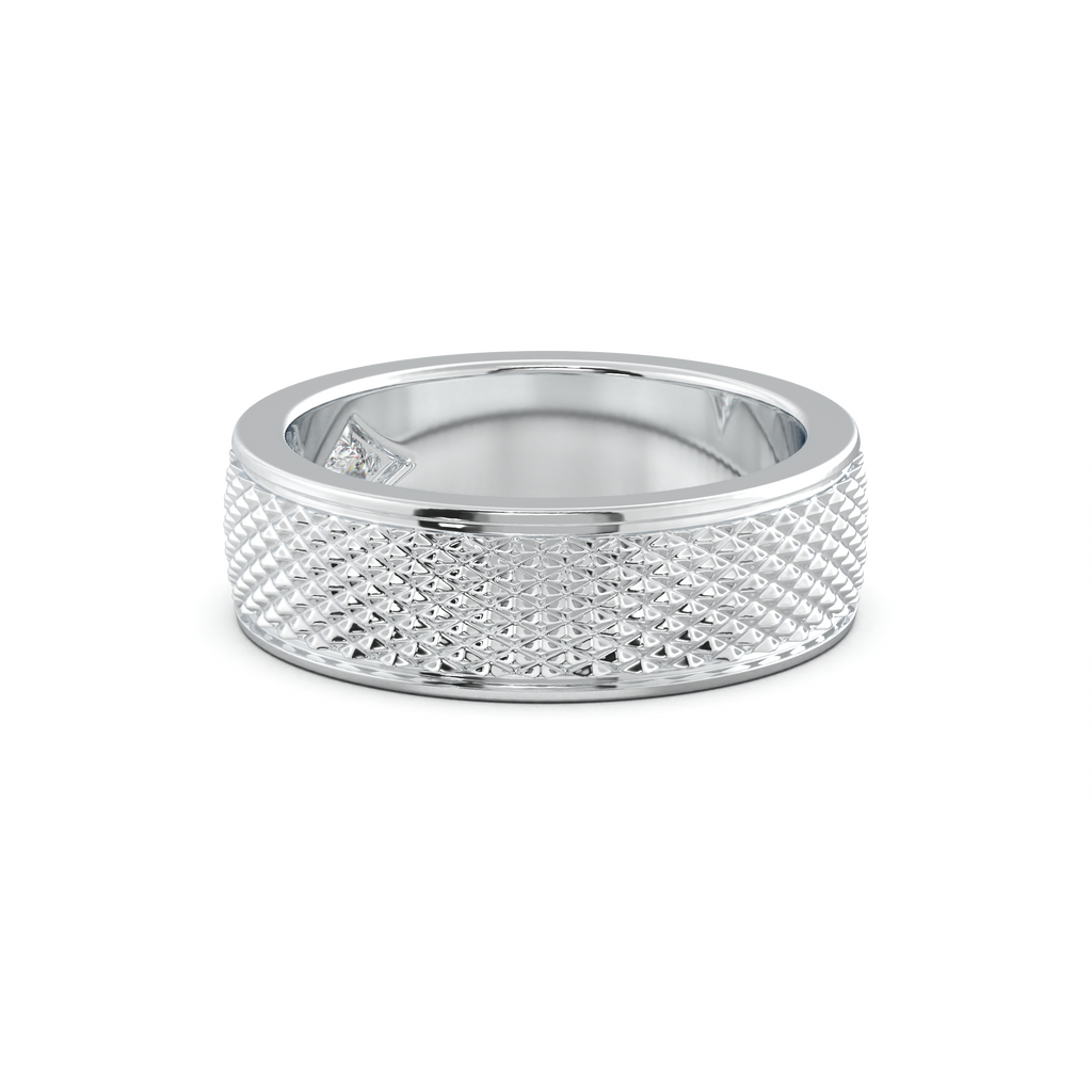Diamond-Cut Textured Men's Wedding Band
