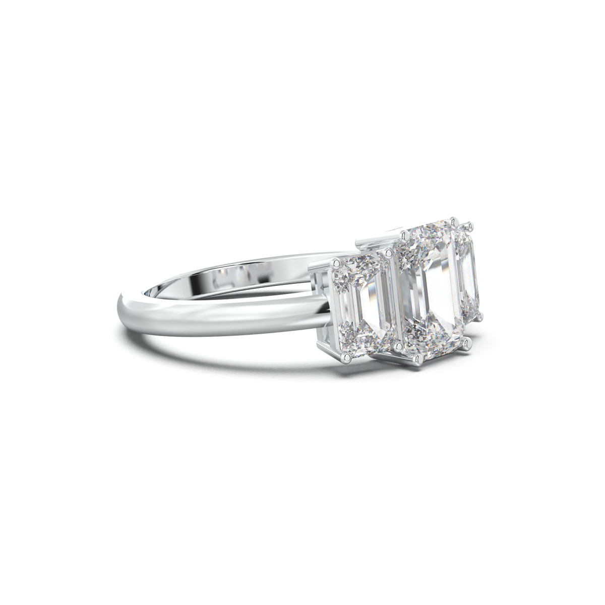 Emerald Three-Stone Engagement Ring