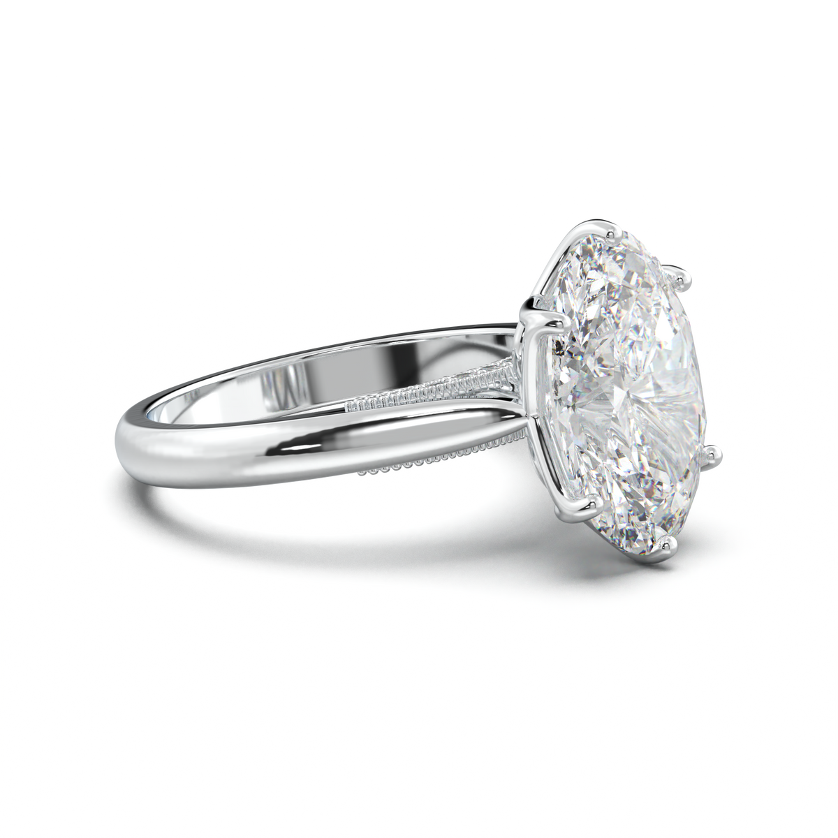 Oval Tulip Setting Hidden bridge Halo Engagement Ring