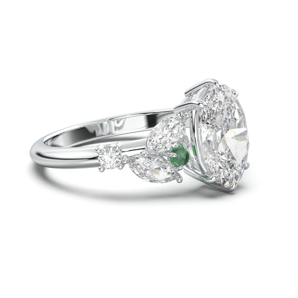 Oval Marquise-Accent Engagement Ring