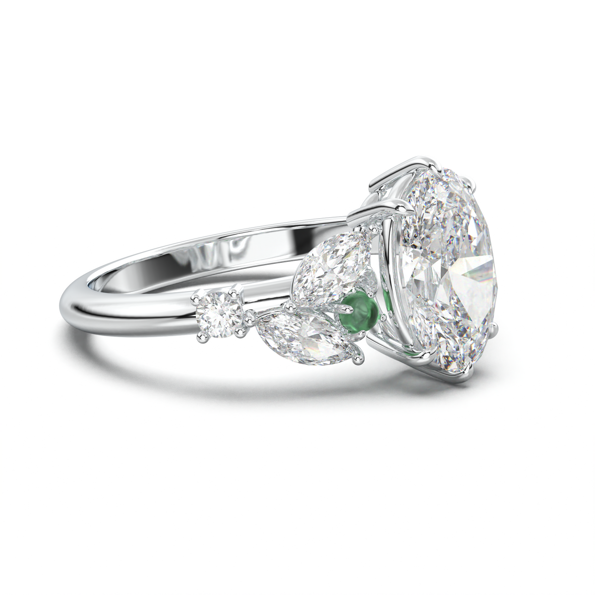 Oval Marquise-Accent Engagement Ring