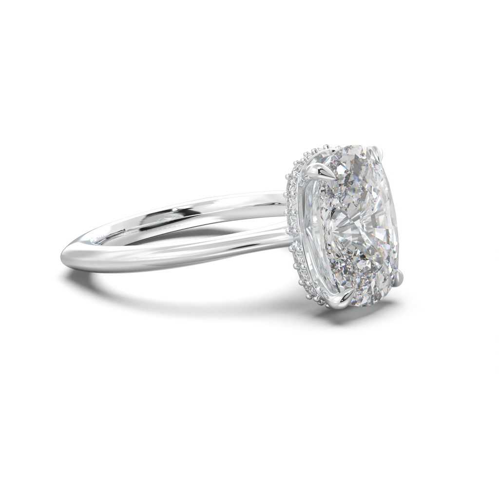 Cushion Hidden Halo Engagement Ring