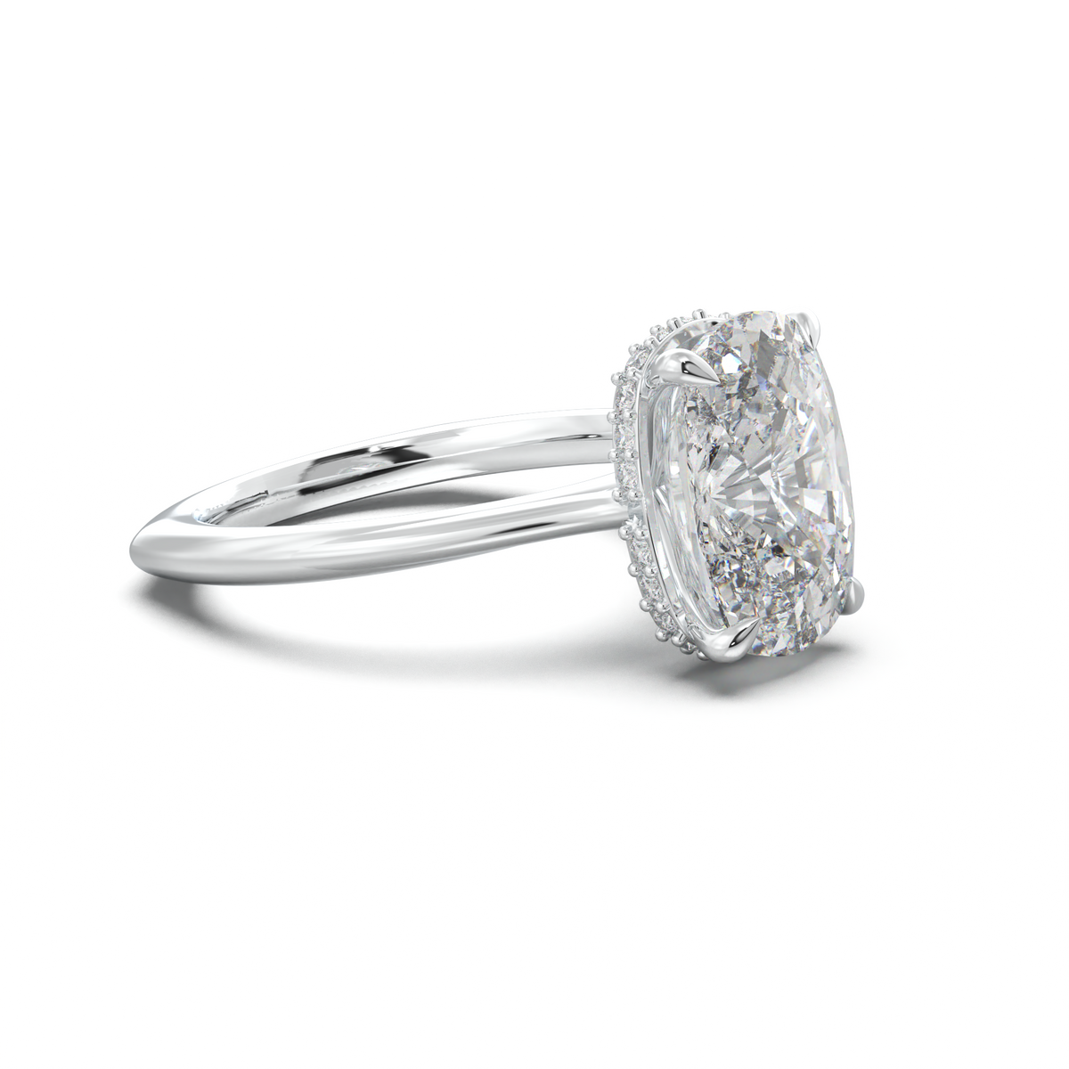 Cushion Hidden Halo Engagement Ring