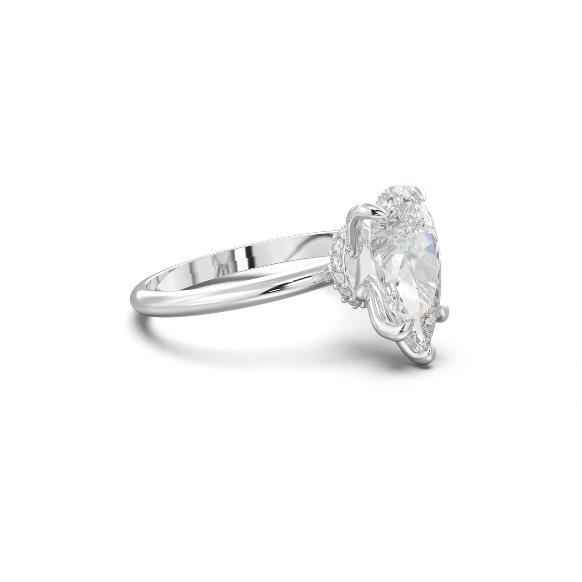 Pear Hidden Halo Engagement Ring