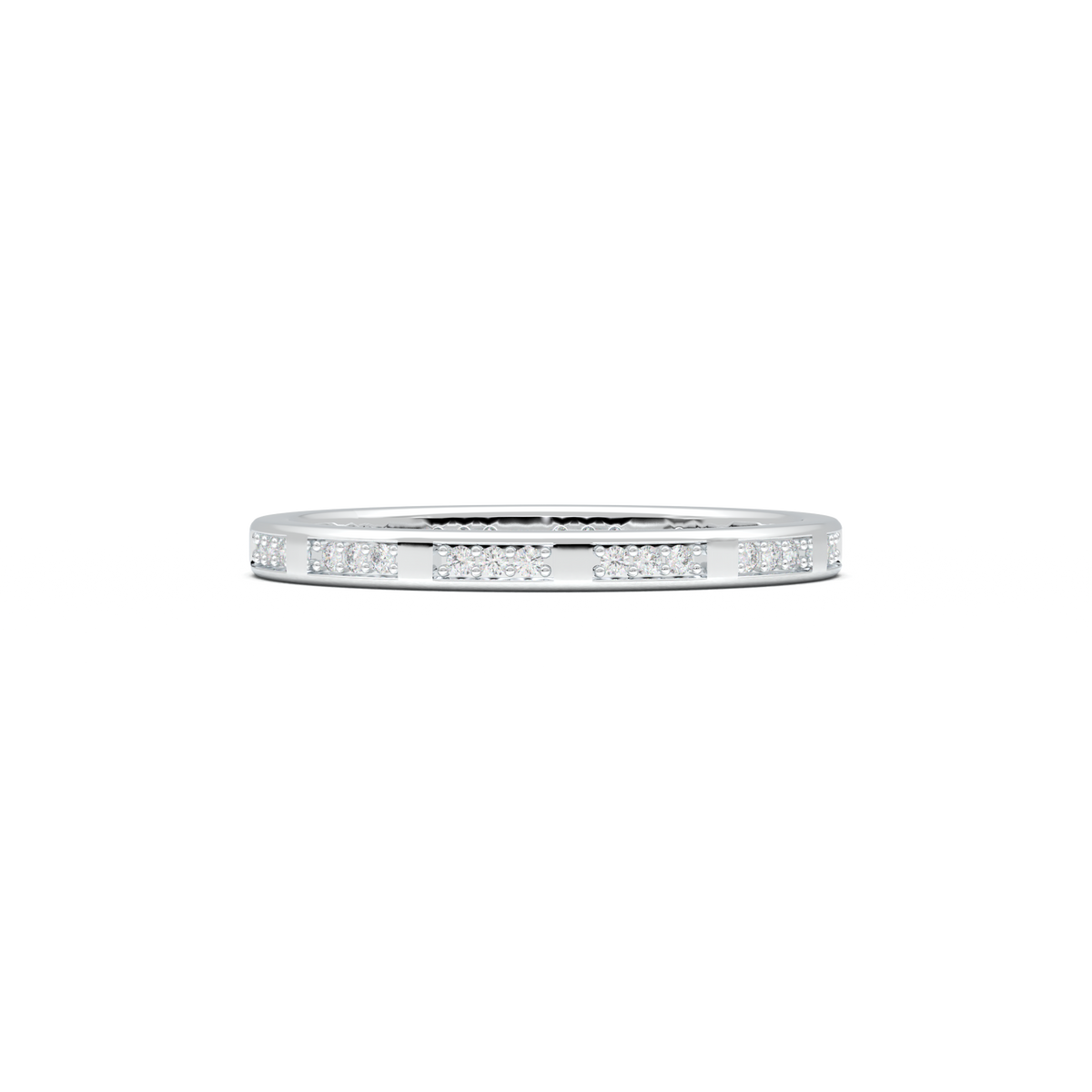 Geometric Round Diamond Wedding Band