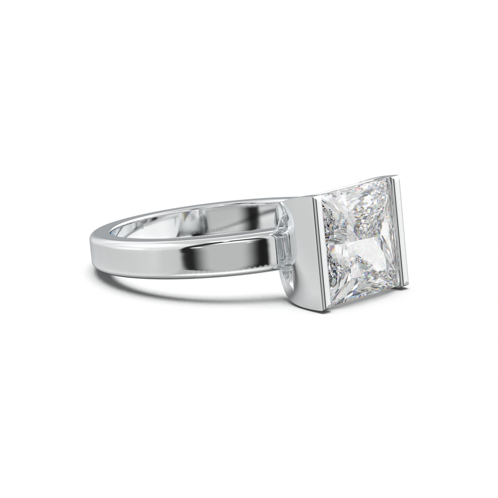 Princess Half-Bezel Engagement Ring