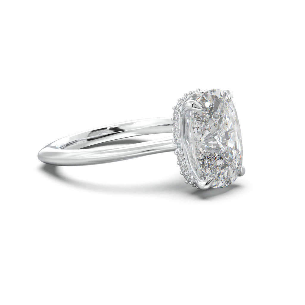 Cushion Hidden Halo Engagement Ring