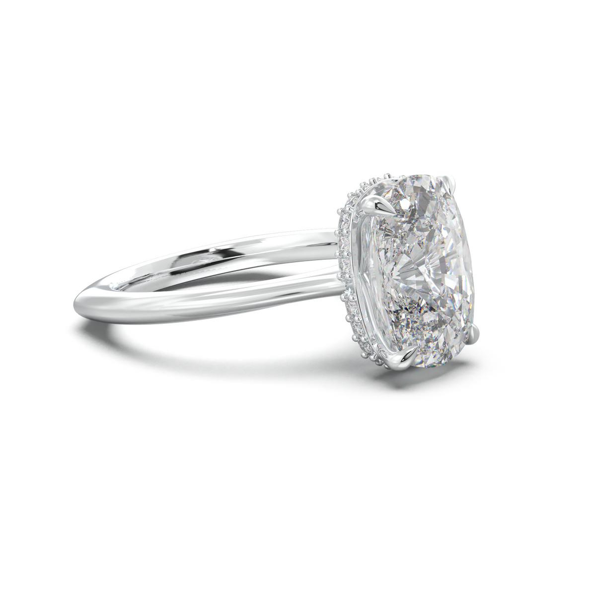 Cushion Hidden Halo Engagement Ring
