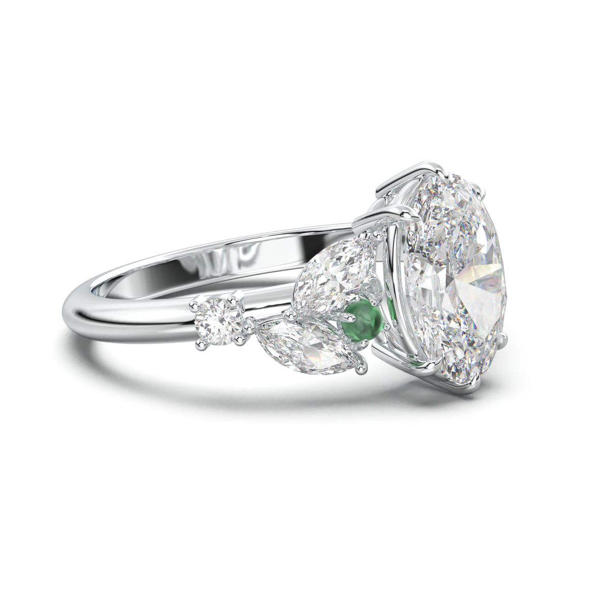 Oval Marquise-Accent Engagement Ring