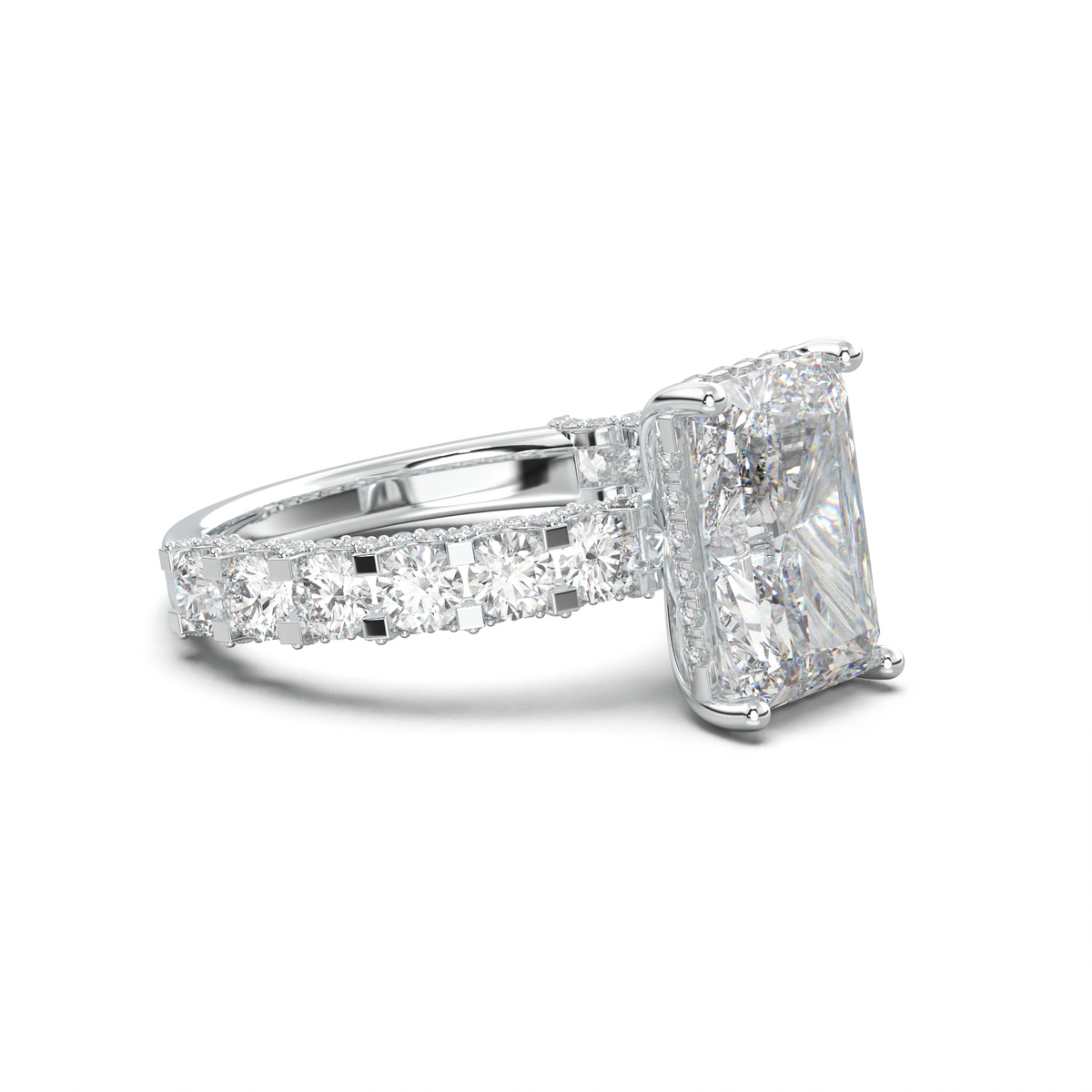 Radiant Diamond Band Engagement Ring